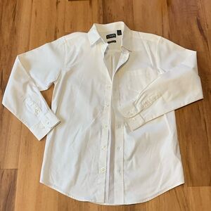 Boys Long Sleeve, L (14-16) Crisp White Chaps Dress Shirt